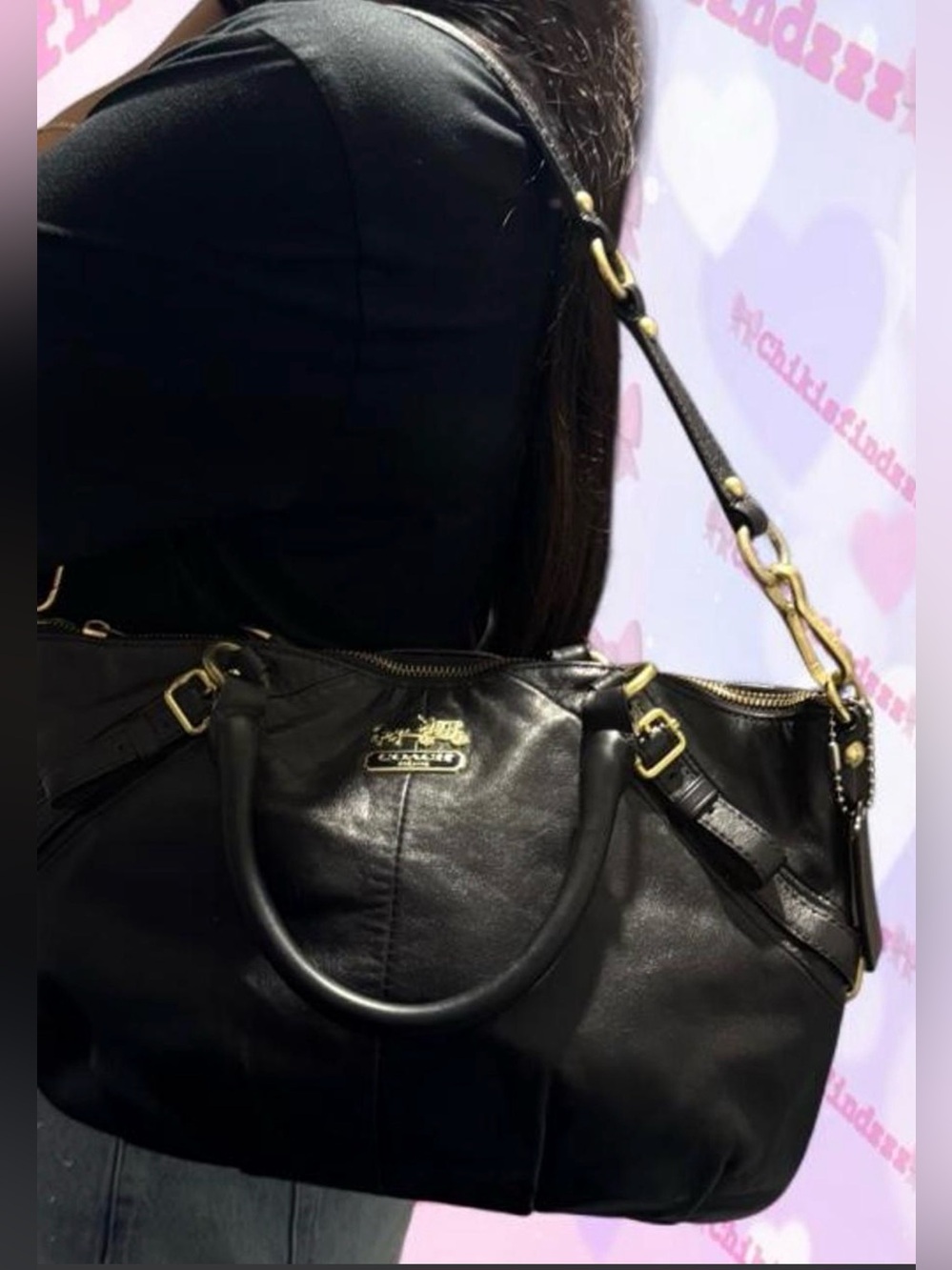 Coach Madison Sophia Black Leather Satchel with Brass Hardware Style 15960 - Picture 8 of 10